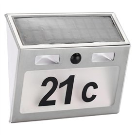 HI Huisnummerlamp solar LED zilverkleurig