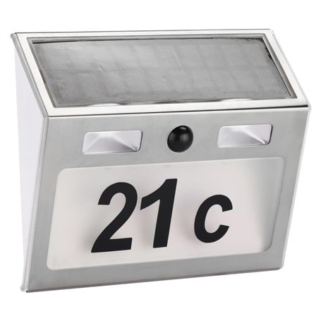 HI Huisnummerlamp solar LED zilverkleurig