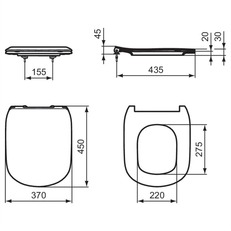 Image secondaire de Ideal Standard TESI Abattant WC, Lunette Toilette, Siège WC, Ultra-Fin, Frein De Chute Blanc, Certifié NF, Modèle authentique,T3