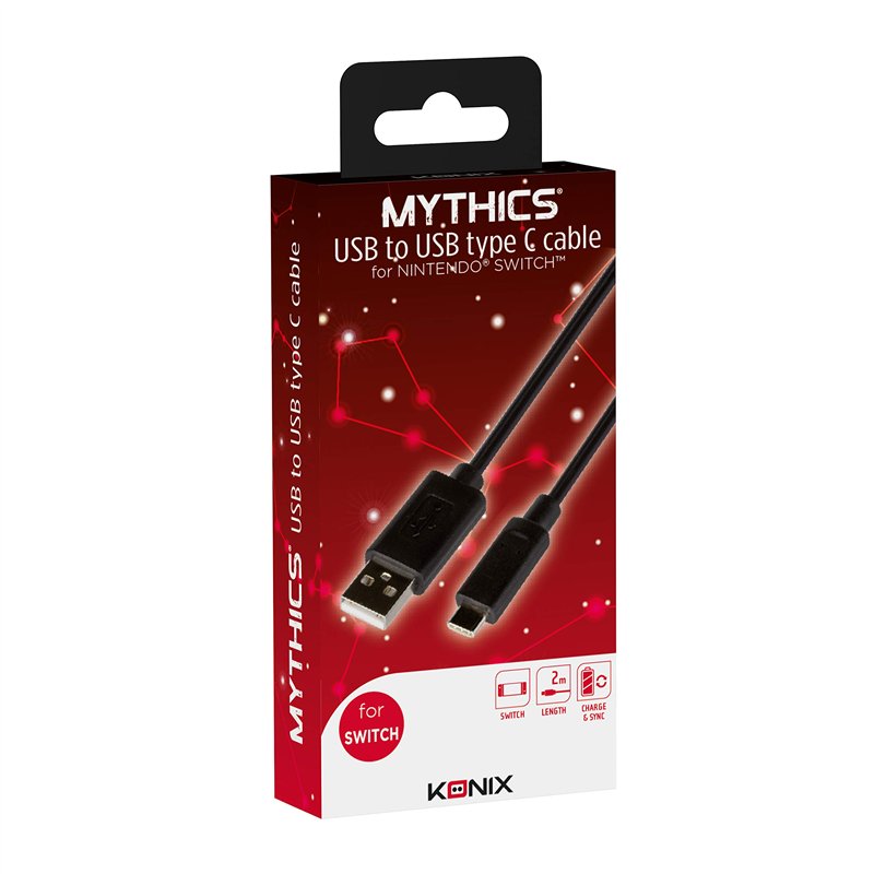 Image secondaire de Konix Mythics Cordon de charge USB 2 m pour console Nintendo Switch - Noir
