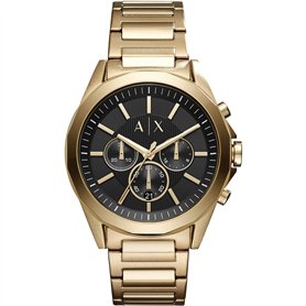 Armani Exchange Montre pour homme , mouvement chronographe, boîtier en acier inoxydable doré de 44 mm avec bracelet en acier ino