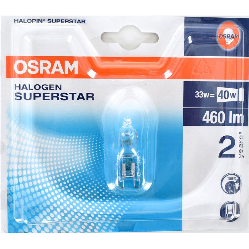 Image secondaire de Lot de 10 ampoules halogènes Osram Eco - À intensité variable - Puissance : 33 W ~ 40 W - Luminosité : 460 lm - Culot : G9 - Cou