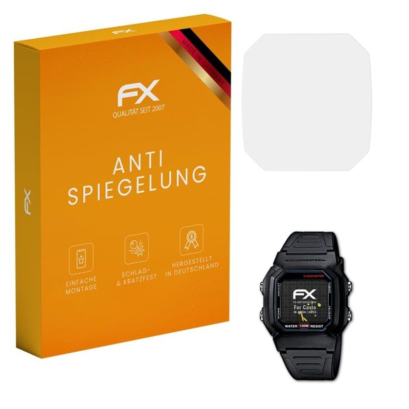 atFoliX Protecteur d'écran compatible avec Casio W-800H-1AVES Film Protection d'écran, antiréfléchissant et absorbant les chocs 