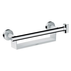 hansgrohe Unica Poignée d'appui Comfort avec tablette et support de douchette, blanc/chromé, 26328400