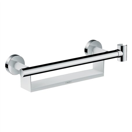 hansgrohe Unica Poignée d'appui Comfort avec tablette et support de douchette, blanc/chromé, 26328400