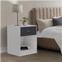 IDMarket - Lot de 2 Tables de Chevet Olga 1 tiroir avec Niche Bois Blanc et tiroir Gris