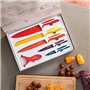 SHOP-STORY - 5 Couteaux De Cuisine avec Économe Set en INOX Colorés Recouverts De Céramique