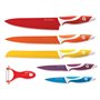 SHOP-STORY - 5 Couteaux De Cuisine avec Économe Set en INOX Colorés Recouverts De Céramique