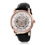 Emporio Armani Montre pour homme, mouvement automatique, boîtier en acier inoxydable or rose de 43 mm avec bracelet en cuir, AR6