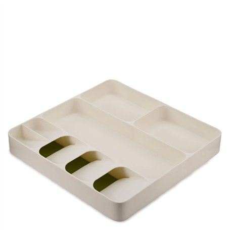 Joseph Joseph - Range Couvert pour Tiroir Compact, Organisateur de Tiroir, Blanc/Vert, 38,5 x 39,5 x 5,5 cm