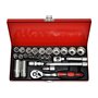 PRECISION STEEL Coffret cliquet + Douilles 3/8". 26 pièces