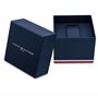 Tommy Hilfiger Montre Analogue Multifonctionnelle pour Homme - Bracelet en Cuir Marron, Cadran Bleu Marine de 44mm, Mouvement à 
