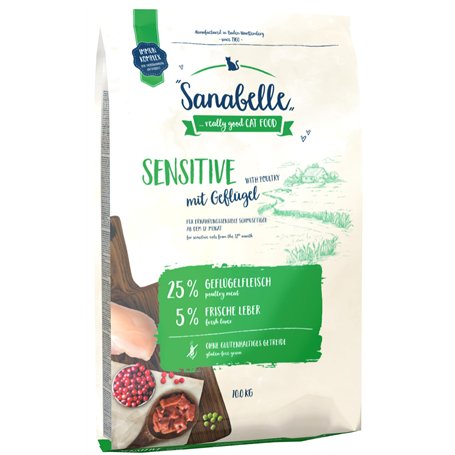 Sanabelle Sensitive à la volaille - Croquettes pour chats sensibles à la nutrition - 1 x 10 kg