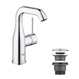 GROHE Robinet lavabo de salle de bains Essence, mitigeur monocommande sans tirette de vidage, vidage clic clac inclus, installat