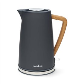 Nedis Bouilloire électrique 1,7 L Douce au Toucher Gris