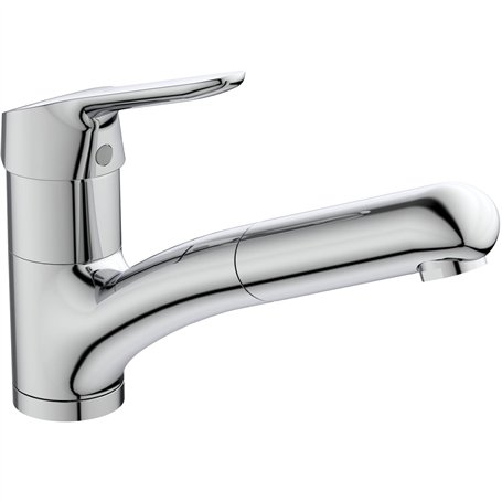 Ideal Standard BC143AA Ceraflex Mitigeur cuisine monocommande à poser sur évier, douchette orientable et amovible Chromé