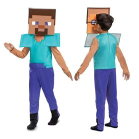 Minecraft | Déguisement Steve | Taille S (4-6 Ans) | Costume + Masque 2D | Licence Officielle Mojang | Confort | Pour Haloween e
