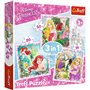 Trefl 916 34842 EA 3 in 1 Disney Princess, Multicolored, Raiponce Aurore et Ariel