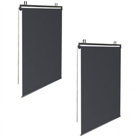 IDMarket - Lot de 2 Stores enrouleurs L.124 x H. 225 CM pour pergola Gris Anthracite