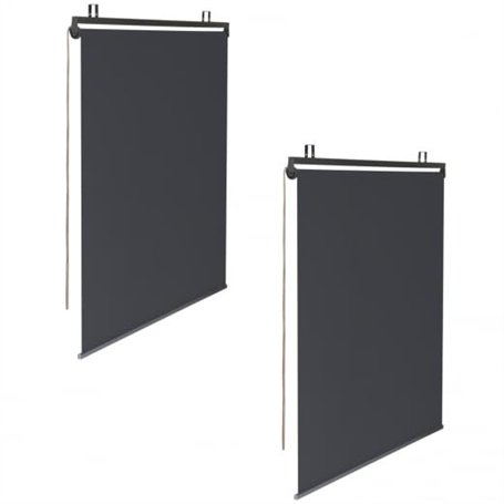 IDMarket - Lot de 2 Stores enrouleurs L.124 x H. 225 CM pour pergola Gris Anthracite