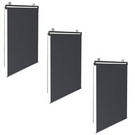 IDMarket - Lot de 3 Stores enrouleurs L.124 x H. 225 CM pour pergola Gris Anthracite