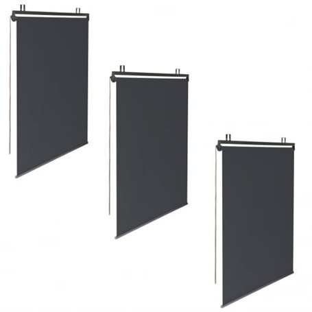 IDMarket - Lot de 3 Stores enrouleurs L.124 x H. 225 CM pour pergola Gris Anthracite