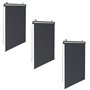 IDMarket - Lot de 3 Stores enrouleurs L.124 x H. 225 CM pour pergola Gris Anthracite