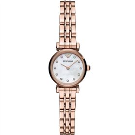 Emporio Armani Montre pour femme, mouvement à deux aiguilles, boîtier en acier inoxydable or rose de 22 mm avec bracelet en acie