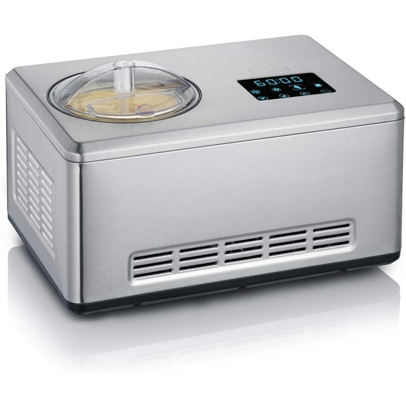 SEVERIN EZ 7405 Sorbetière 2-en-1, Comprend un contenant de glace (2L) et un livre de recettes, Minuterie numérique, Ouverture d