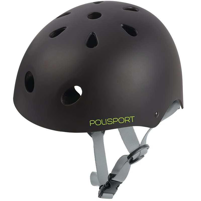 Polisport Junior Helmet Urban Radical-Graffiti (53/55) Casque Unisex-Adult, Noir Mat/Vert, TU EU
