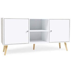 IDMarket - Buffet Bas scandinave 140 cm Effie 2 Portes Bois Blanc