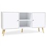 IDMarket - Buffet Bas scandinave 140 cm Effie 2 Portes Bois Blanc
