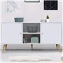 IDMarket - Buffet Bas scandinave 140 cm Effie 2 Portes Bois Blanc
