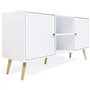 IDMarket - Buffet Bas scandinave 140 cm Effie 2 Portes Bois Blanc