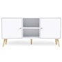 IDMarket - Buffet Bas scandinave 140 cm Effie 2 Portes Bois Blanc