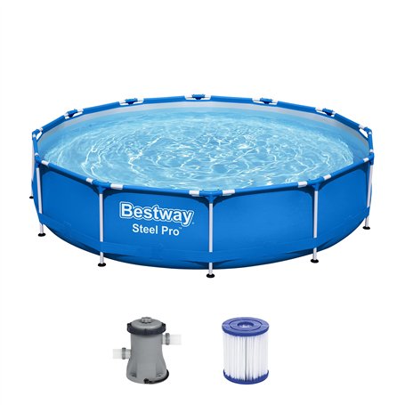 Bestway Steel Pro Frame Piscine Ronde avec Pompe de Filtration Bleu 366 x 76 cm