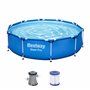 Philips Bestway Piscine Acier Pro - modèle 56679 - O305 x 76 cm - 4678l - avec Pompe de Filtration - Une Cartouche, Bleu