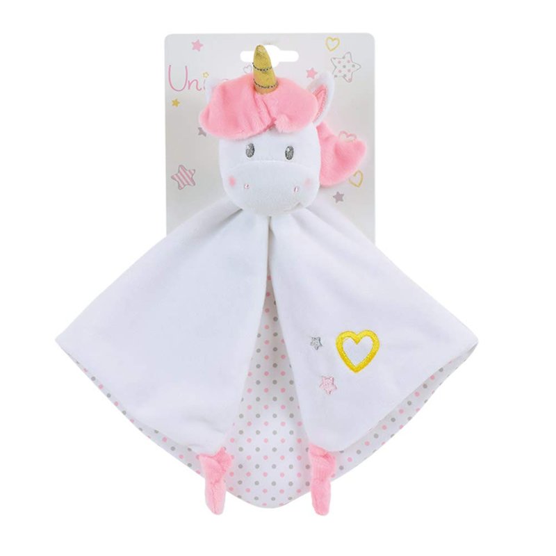 JEMINI 023683 LICORNE Doudou +/- 32 cm avec hochet, blanc rose