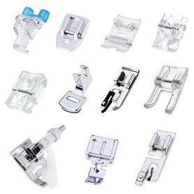 Machine à Coudre kit Pieds de Biche Multifonctionnel, 11pcs Machine à Coudre avec Pied à Pouleau, Pied à Fermeture Éclair pour M