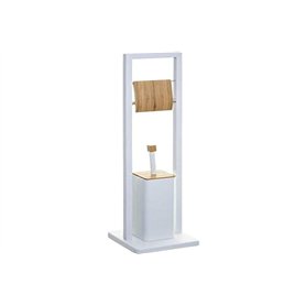 jja Brosse WC et Dérouleur Natureo Blanc Metal et Bambou