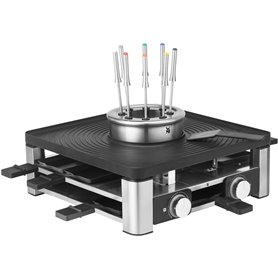 WMF Lumero Station Gourmet 3-en-1, Raclette, Appareil à fondue, Grill électrique d'intérieur, 8 personnes, Gamme complète d'acce