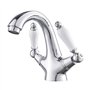 Robinet mitigeur à double levier pour lavabo de salle de bain Chromé chaud et froid Petit robinet de luxe en laiton massif
