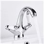 Robinet mitigeur à double levier pour lavabo de salle de bain Chromé chaud et froid Petit robinet de luxe en laiton massif