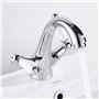 Robinet mitigeur à double levier pour lavabo de salle de bain Chromé chaud et froid Petit robinet de luxe en laiton massif