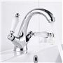 Robinet mitigeur à double levier pour lavabo de salle de bain Chromé chaud et froid Petit robinet de luxe en laiton massif