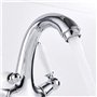 Robinet mitigeur à double levier pour lavabo de salle de bain Chromé chaud et froid Petit robinet de luxe en laiton massif