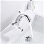 Robinet mitigeur à double levier pour lavabo de salle de bain Chromé chaud et froid Petit robinet de luxe en laiton massif