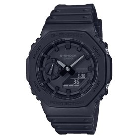 Casio Montre Quartz Homme 45.40mm avec Cadran Noir analogique/numérique et Bracelet en Plastic/Resin Strap Noir GA-2100-1A1ER