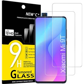 NEW'C Lot de 2, Verre Trempé pour Xiaomi Mi 9T, Mi 9T Pro, Film Protection écran efficace contre les Rayures - Ultra Résistant (