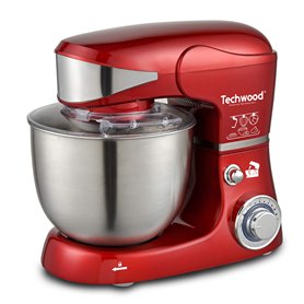 Techwood TRO-1055 Robot Pâtissier/Petrin-1000 W, Métal, Rouge